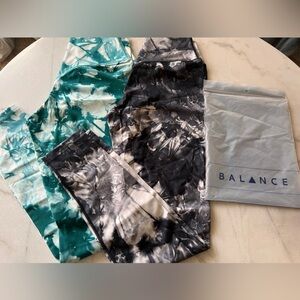 Balance Athletica Teal and White Tie-Dye Leggings